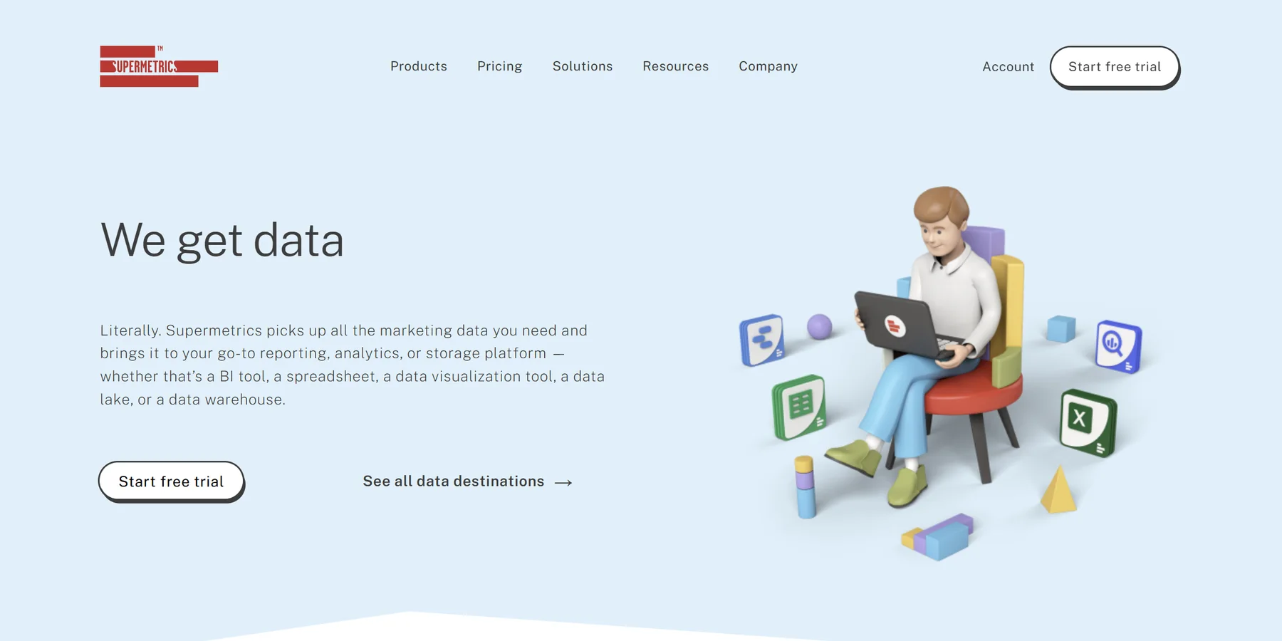The Supermetrics homepage in 2021