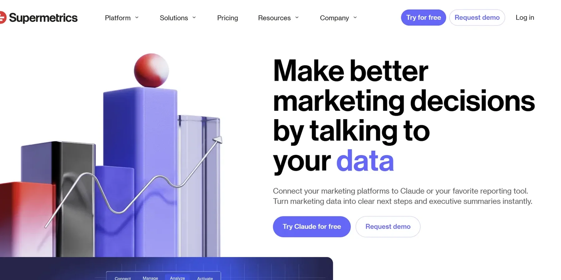 The Supermetrics homepage today